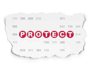 Privacy concept: Protect on Torn Paper background
