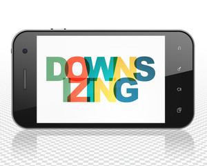Finance concept: Smartphone with Downsizing on  display