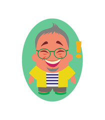 Laughing, Smiling and Happy Avatar of Little Person Cartoon Character in Flat Vector - Use as Emoji or Mascot, Male Illustration Isolated on White Background