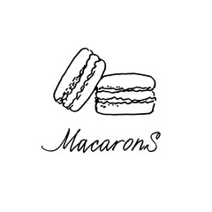 Macaroons isolated on white background. Sketch, vector illustration.