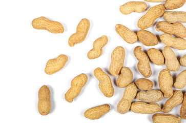 Set of peanuts isolated on white background