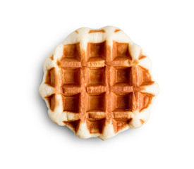 Belgian waffle isolated on white background.