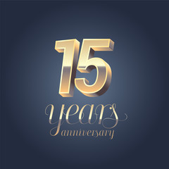 15th anniversary vector icon, logo