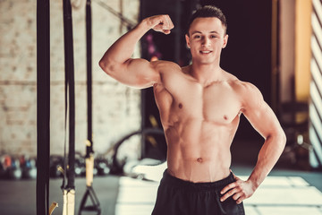 Young sportsman working out