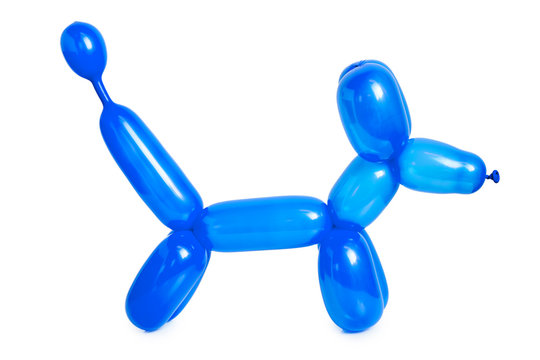 Simple blue balloon animal dog on white