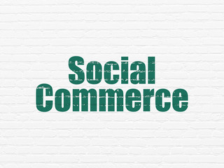 Advertising concept: Social Commerce on wall background