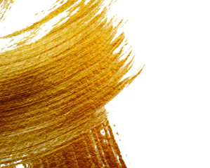 Close up Abstract gold background with acrylic paint brush