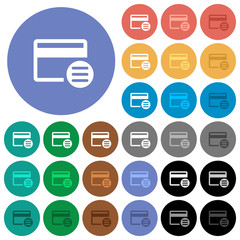 Credit card options round flat multi colored icons