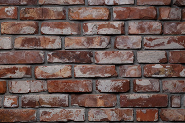 Background of red bricks. Finish in loft style. Wall Decor
