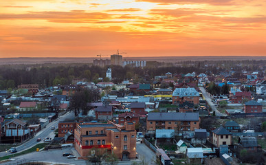 Sunset over a small town