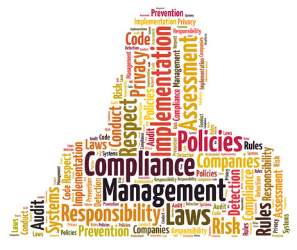 Compliance word cloud shaped as a human body