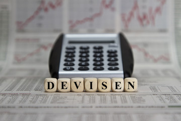 Devisen word built with letter cubes