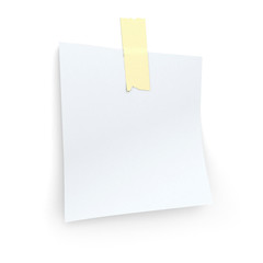 White note held by adhesive tape