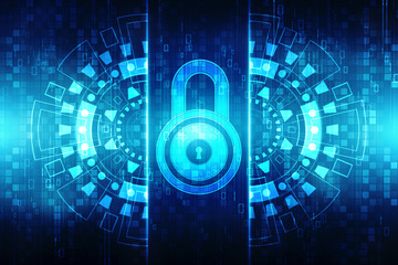 Security concept: Lock on digital screen, contrast, 3d render