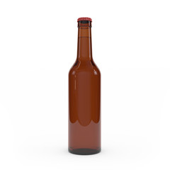 Beer bottle isolated 3d rendering