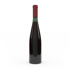 Wine bottle isolated 3d rendering