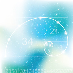 Obraz premium Golden ratio - proportion. Universe with stars. Matrix of glowing stars. Space background.