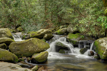 Naklejka na ściany i meble Smoky Mountains National Park Mossy creek cascade