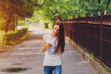 young girl walking park