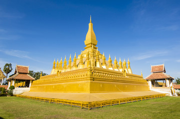 Pha That Luang (Great Stupa) - gold-covered large Buddhist stupa in the centre of Vientiane, Laos