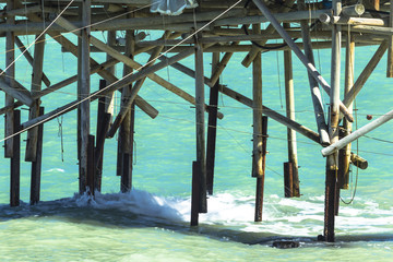 Fishing platform known as trabucco in San Vito Chietino, Abruzzo, Italy