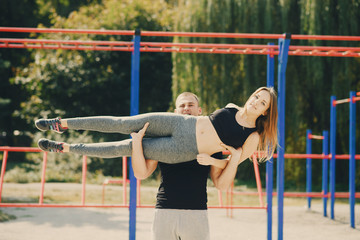 man and woman in park