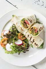 beef and salad mexican burrito wrap roll
