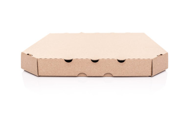 Cardboard box on white. Box for pizza.
