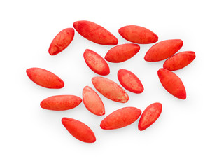 Red cucumber seeds close up