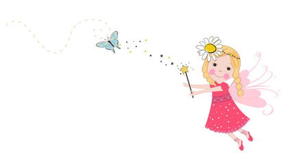 Cute spring fairy tale vector. Spring time background