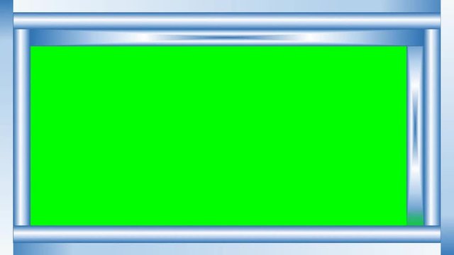 Video frame silver metallic strips on green matte, gradually rendering parts of frame