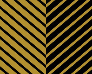 Chevron pattern wallpaper design set in gold and black. Seamless vector texture paper background. - 147270114