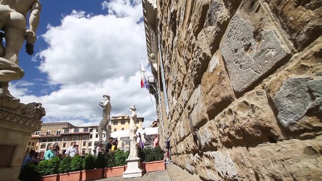 Sculptures of David and Hercules killing Cacus in Piazza della Signoria, Florence, Tuscany, Italy