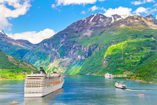 Cruise Ship In Norwegian Fjords