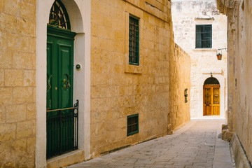 Fototapeta na wymiar Narrow street of Silent City, Mdina, Malta