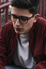 Obraz premium Portrait of a young sad man