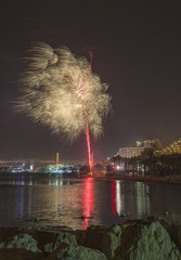 Independence day in Israel. Festive fireworks in Eilat - number one tourist resort in Israel