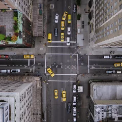 Tableaux ronds sur plexiglas Anti-reflet TAXI de new york Antenne de la ville de New York