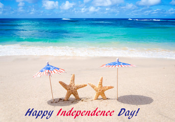 Fototapeta na wymiar Independence Day USA background with starfishes