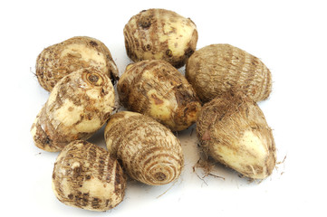 fresh taro isolated on white background