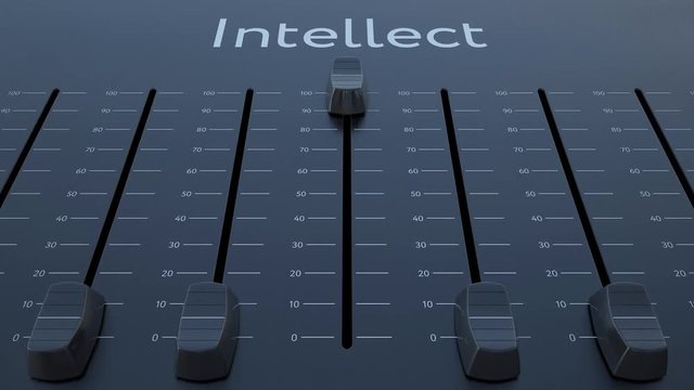 Sliding fader with intellect inscription. Conceptual 4K clip