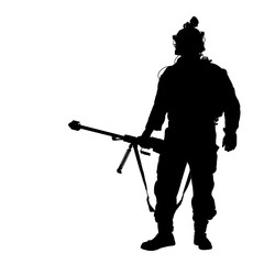 Security forces silhouette with weapon. Studio shot