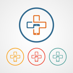 mobile repair logo icon with cross icon