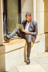 Young African American Man traveling, studying in New York