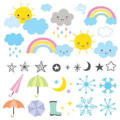 Vector illustration of weather forecast graphics.