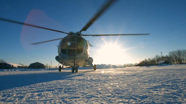 Mi-8 helicopter during the parking