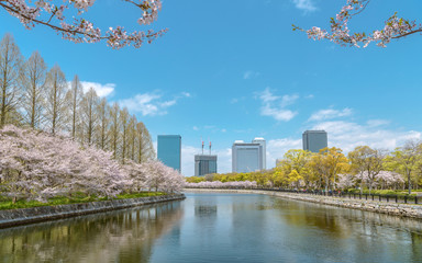 大阪城東外濠の春景色