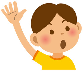 小学生　男の子　表情　挙手
