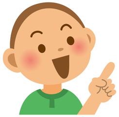 小学生　男の子　表情　指差し
