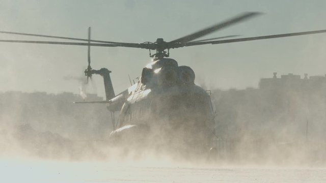 The Mi-8 helicopter takes off